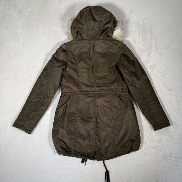 American Rag Cia Parka Jacket Women Size S Olive Green Full Zip Hooded Coat - Picture 14 of 16